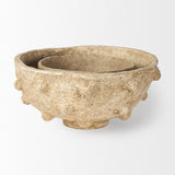 Mercana Sonam Set of 2 Beige Paper Mache Spiked Bowls