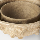 Mercana Sonam Set of 2 Beige Paper Mache Spiked Bowls