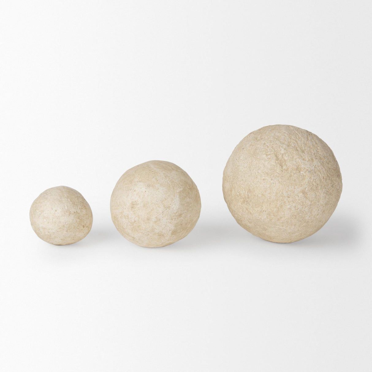 Mercana Sunita Set of 3 Beige Paper Mache Orbs