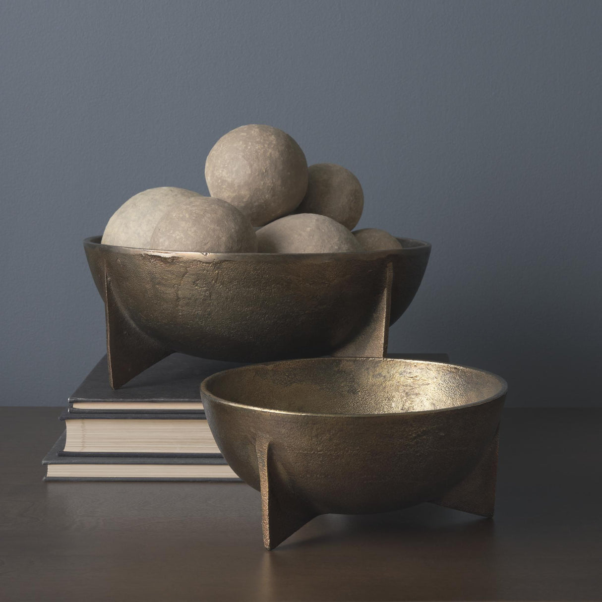 Mercana Sunita Set of 3 Gray Paper Mache Orbs