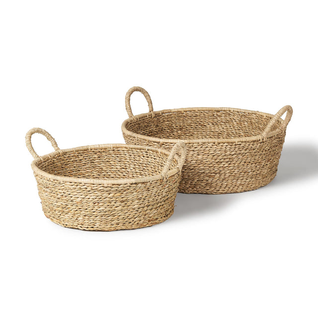 Mercana Ayanna Set of 2 Deep Nesting Seagrass Baskets w/ Handles