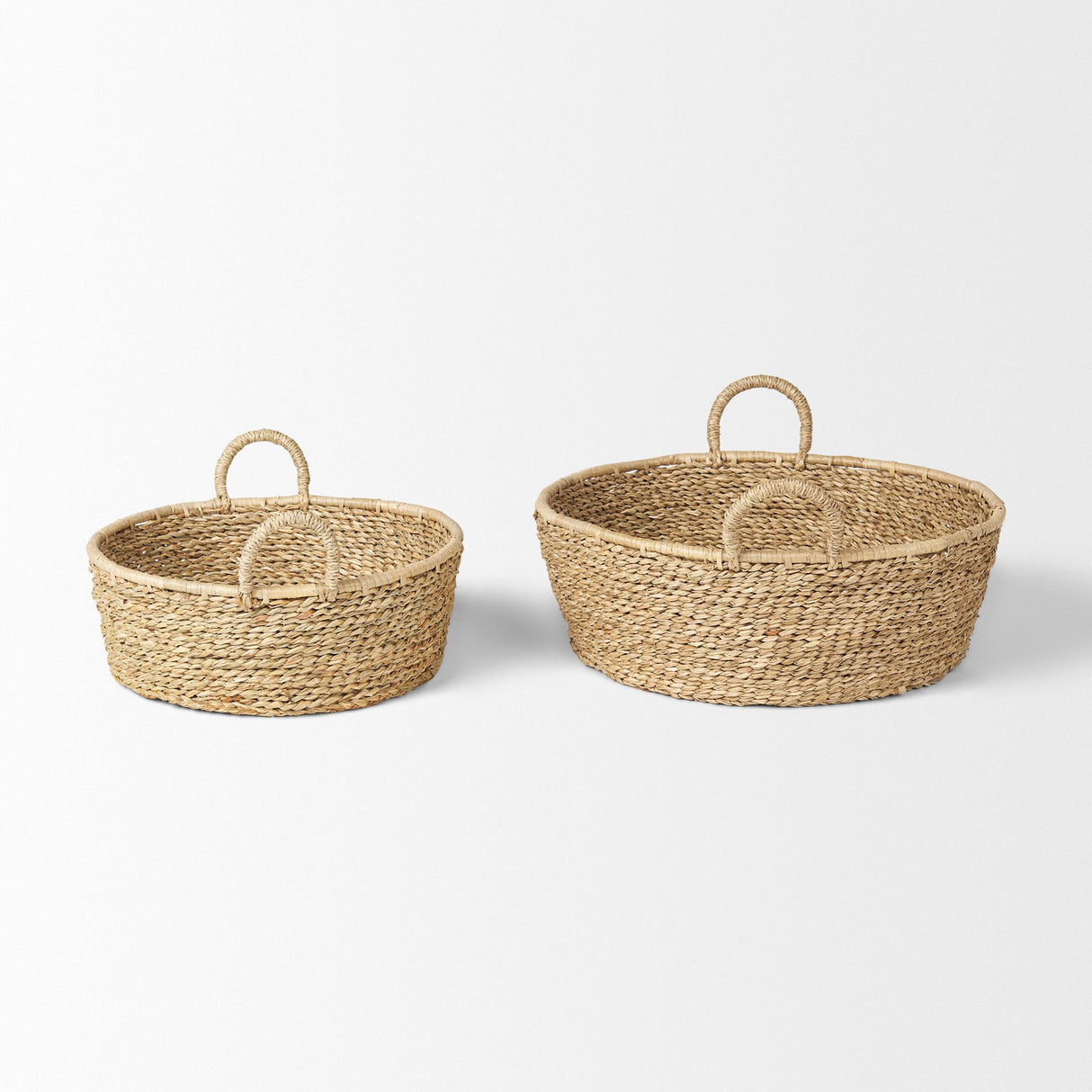 Mercana Ayanna Set of 2 Deep Nesting Seagrass Baskets w/ Handles