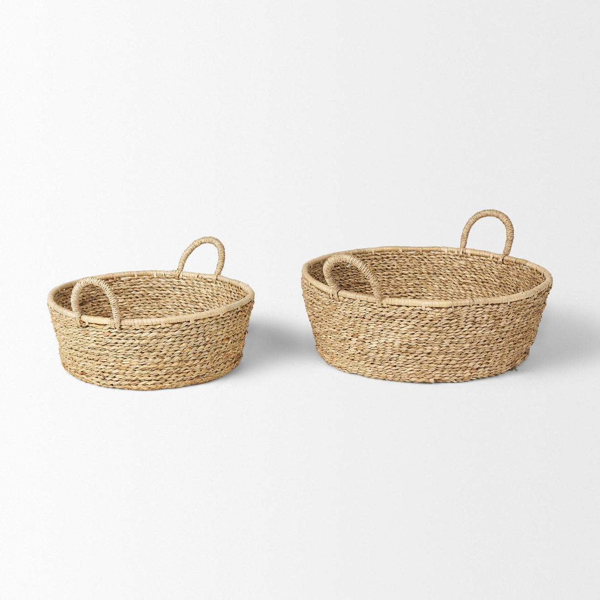Mercana Ayanna Set of 2 Deep Nesting Seagrass Baskets w/ Handles