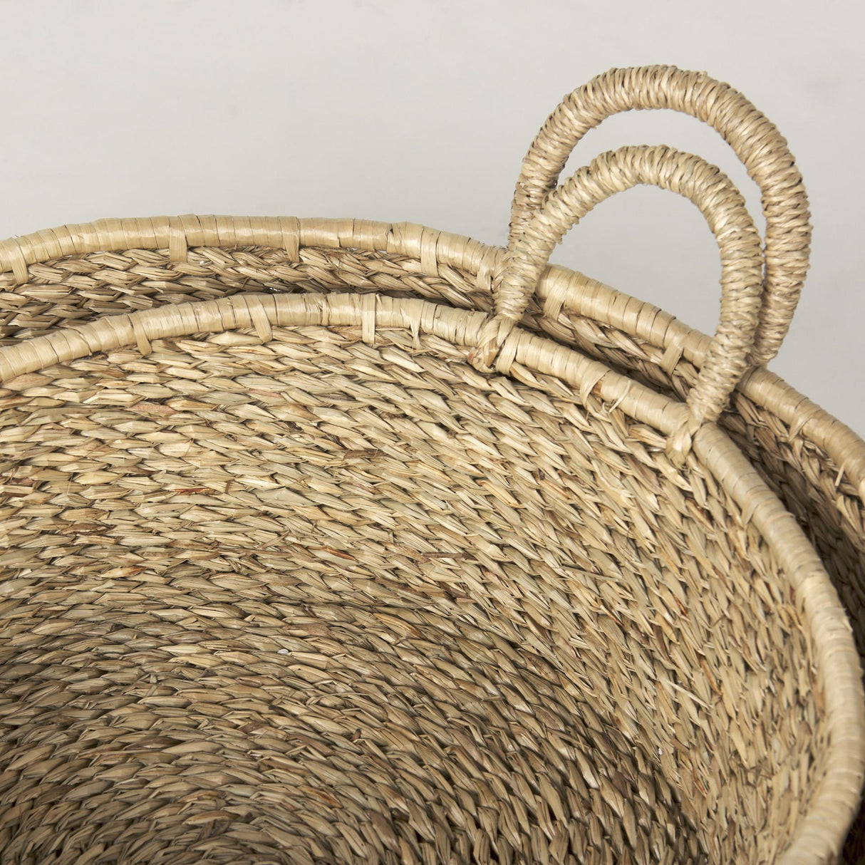 Mercana Ayanna Set of 2 Deep Nesting Seagrass Baskets w/ Handles