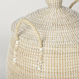 Mercana Kairi Set of 2 Seagrass Floor Baskets w/ Lids and Handles