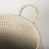 Mercana Kairi Set of 2 Seagrass Floor Baskets w/ Lids and Handles