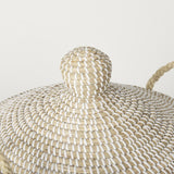 Mercana Kairi Set of 2 Seagrass Floor Baskets w/ Lids and Handles