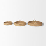 Mercana Ulana Set of 3 Round Nesting Seagrass Trays w/ Loop Handles