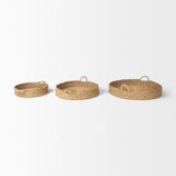 Mercana Ulana Set of 3 Round Nesting Seagrass Trays w/ Loop Handles