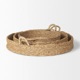 Mercana Ulana Set of 3 Round Nesting Seagrass Trays w/ Loop Handles