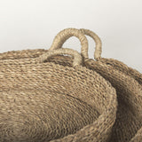 Mercana Ulana Set of 3 Round Nesting Seagrass Trays w/ Loop Handles