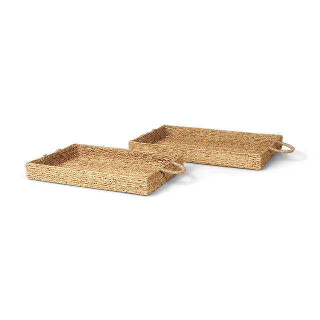 Mercana Hona Set of 2 Large Recatangular Nesting Water Hyacinth Trays