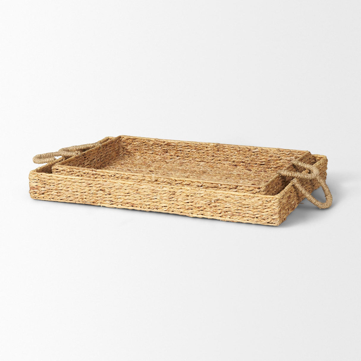 Mercana Hona Set of 2 Large Recatangular Nesting Water Hyacinth Trays
