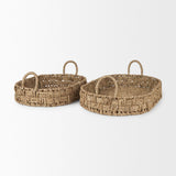 Mercana Haini Set of 2 Large Basketweave Seagrass Trays w/ Loop Handles