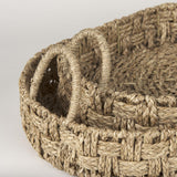 Mercana Haini Set of 2 Large Basketweave Seagrass Trays w/ Loop Handles