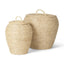 Mercana Kalopa Set of 2 Seagrass Floor Baskets w/ Flat Handled Lid