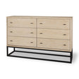 Mercana Ciara 6 Drawer Beige Fir Veneer w/ Black Metal Sideboard
