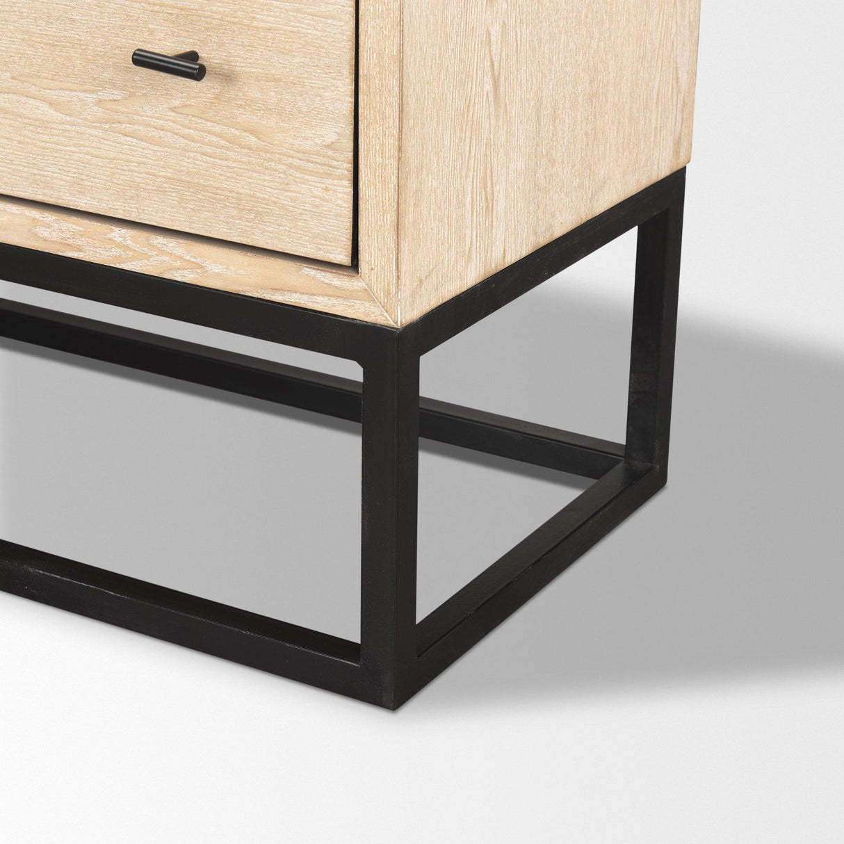 Mercana Ciara 6 Drawer Beige Fir Veneer w/ Black Metal Sideboard
