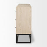 Mercana Ciara 6 Drawer Beige Fir Veneer w/ Black Metal Sideboard