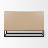 Mercana Ciara 6 Drawer Beige Fir Veneer w/ Black Metal Sideboard