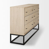 Mercana Ciara 6 Drawer Beige Fir Veneer w/ Black Metal Sideboard