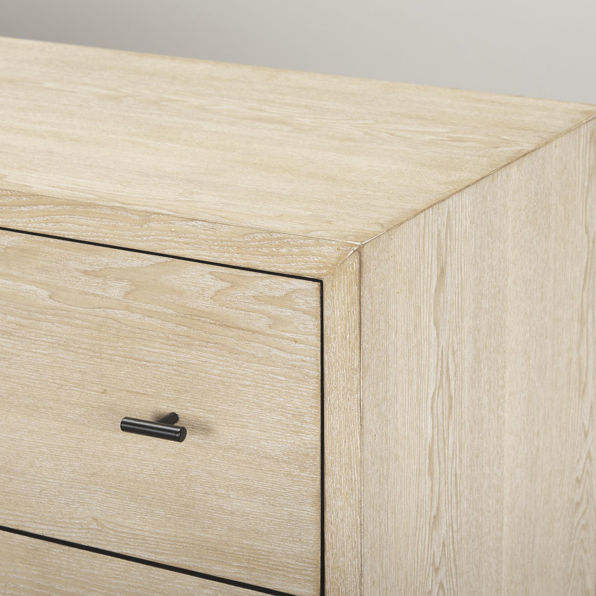 Mercana Ciara 6 Drawer Beige Fir Veneer w/ Black Metal Sideboard