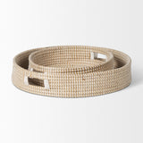 Mercana Kalama Set of 2 Large Round Seagrass Trays w/ Handles