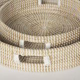 Mercana Kalama Set of 2 Large Round Seagrass Trays w/ Handles