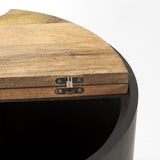 Mercana Eclipse Gunmetal Gray Drum Base w/ Brown Wood Top End/Side Table