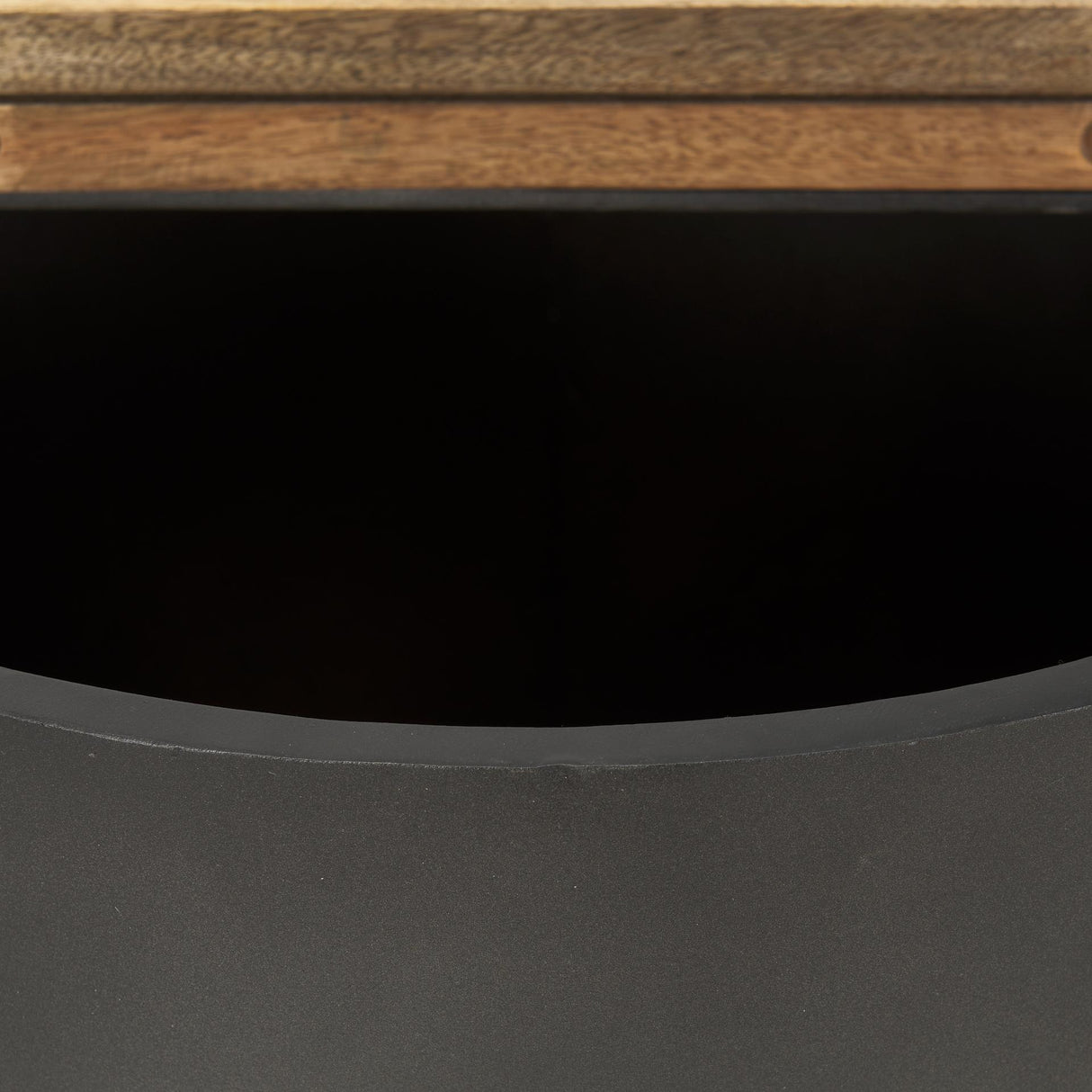 Mercana Eclipse Gunmetal Gray Drum Base w/ Brown Wood Top End/Side Table