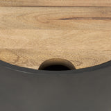 Mercana Eclipse Gunmetal Gray Drum Base w/ Brown Wood Top End/Side Table