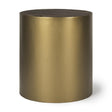 Mercana Eclipse Antique Brass Metal Drum Base w/ Dark Brown Wood Top End/Side Table