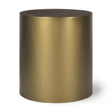 Mercana Eclipse Antique Brass Metal Drum Base w/ Dark Brown Wood Top End/Side Table