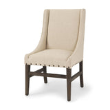 Mercana Kensington I Cream Fabric and Solid Wood Dining Chair
