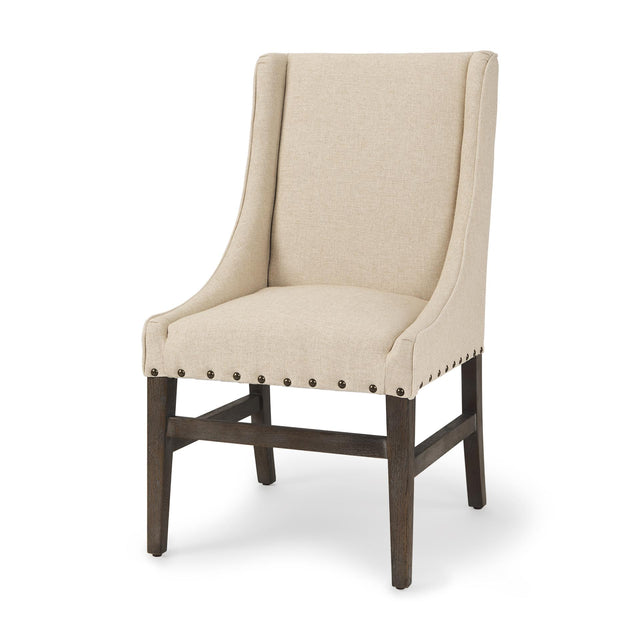 Mercana Kensington I Cream Fabric and Solid Wood Dining Chair