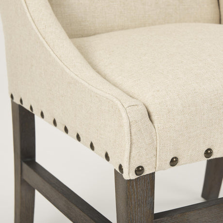 Mercana Kensington I Cream Fabric and Solid Wood Dining Chair