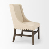 Mercana Kensington I Cream Fabric and Solid Wood Dining Chair