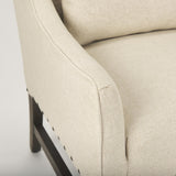 Mercana Kensington Cream Linen Fabric and Wood Accent Chair