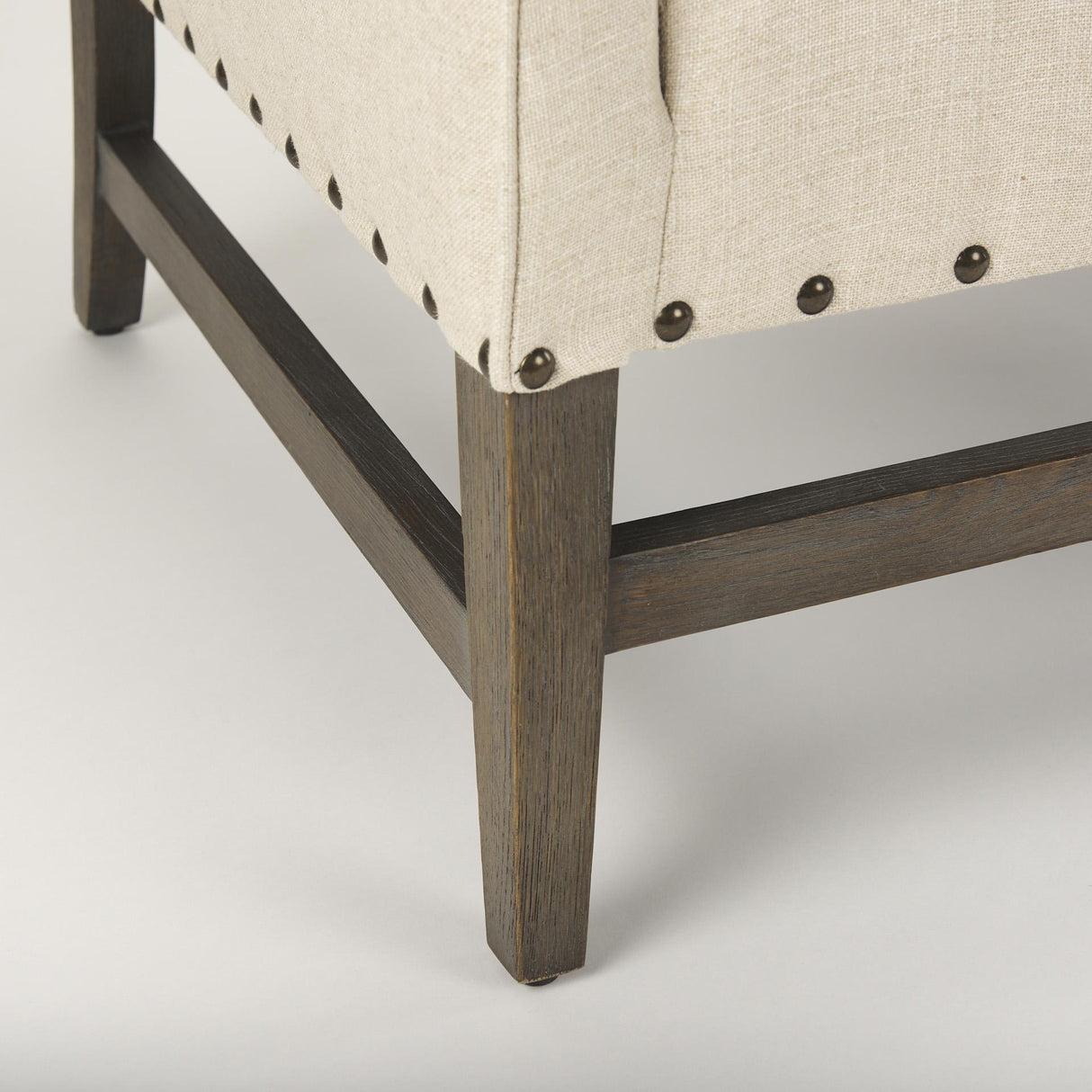 Mercana Kensington Cream Linen Fabric and Wood Accent Chair