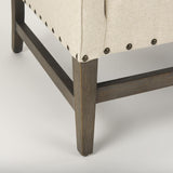 Mercana Kensington Cream Linen Fabric and Wood Accent Chair