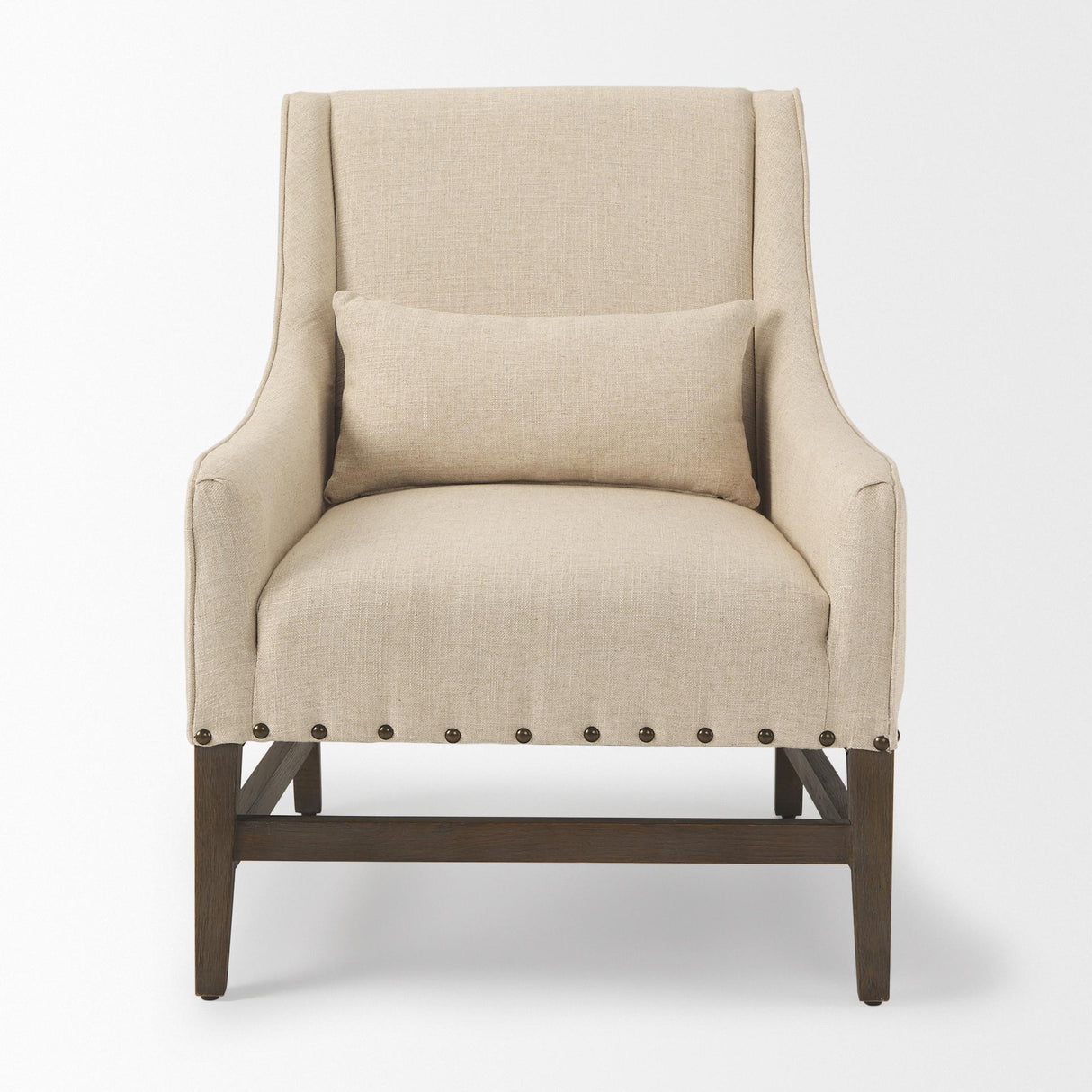 Mercana Kensington Cream Linen Fabric and Wood Accent Chair