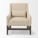 Mercana Kensington Cream Linen Fabric and Wood Accent Chair