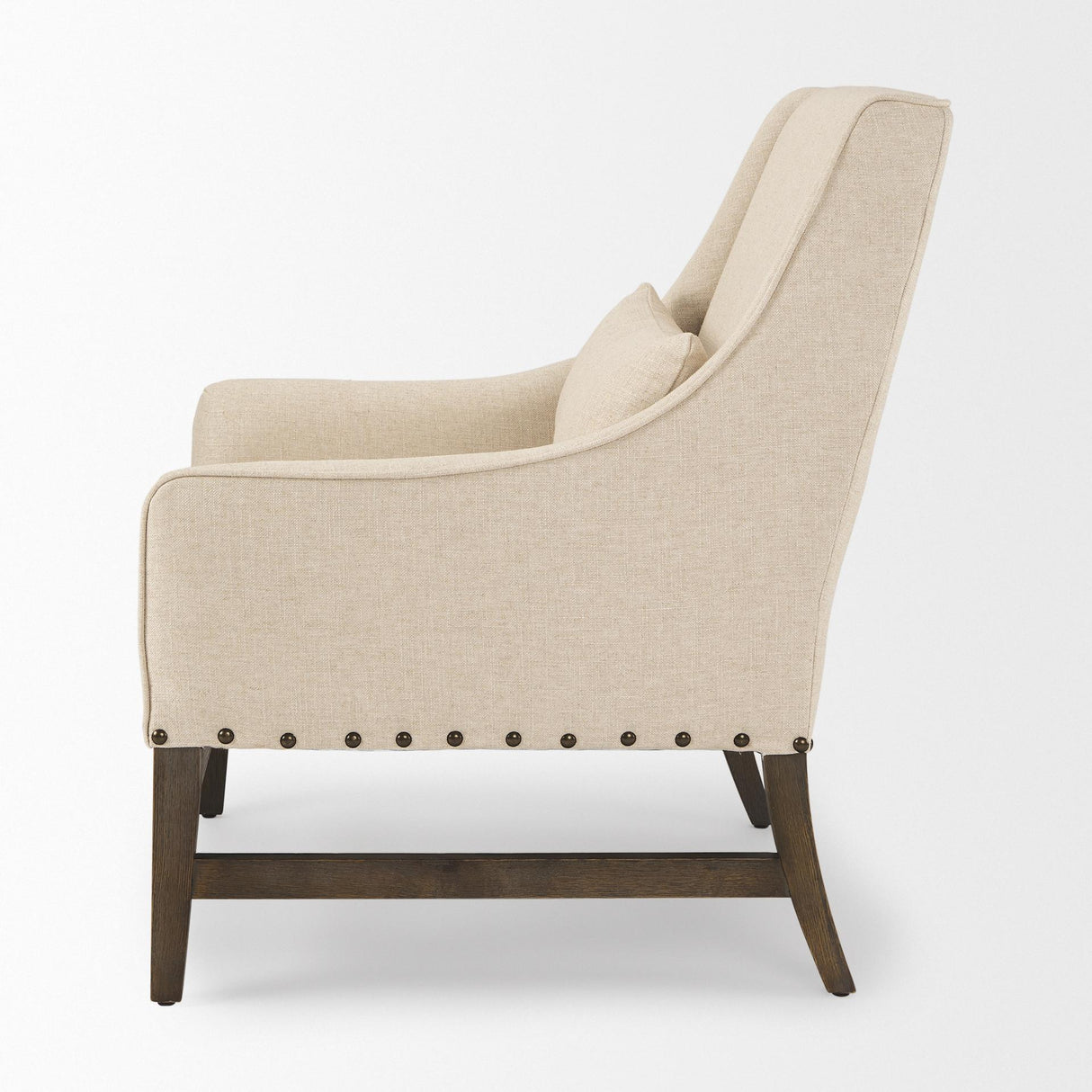 Mercana Kensington Cream Linen Fabric and Wood Accent Chair