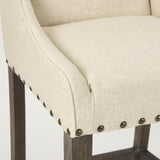 Mercana Kensington Cream Fabric Seat Brown Wood Frame Counter Stool