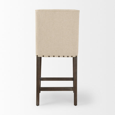 Mercana Kensington Cream Fabric Seat Brown Wood Frame Counter Stool