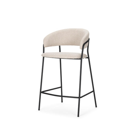 Mercana Carolyn Counter Stool w/ Oatmeal Fabric & Matte Black Metal
