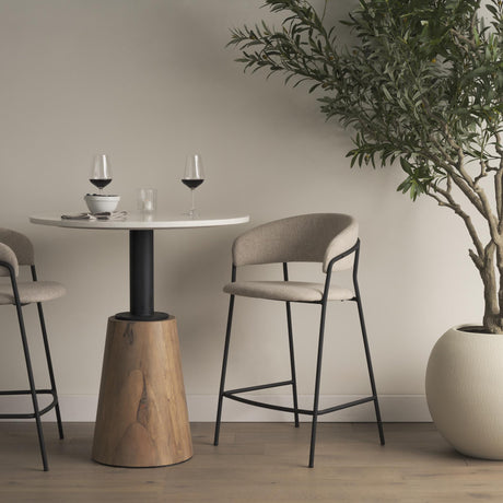 Mercana Carolyn Counter Stool w/ Oatmeal Fabric & Matte Black Metal