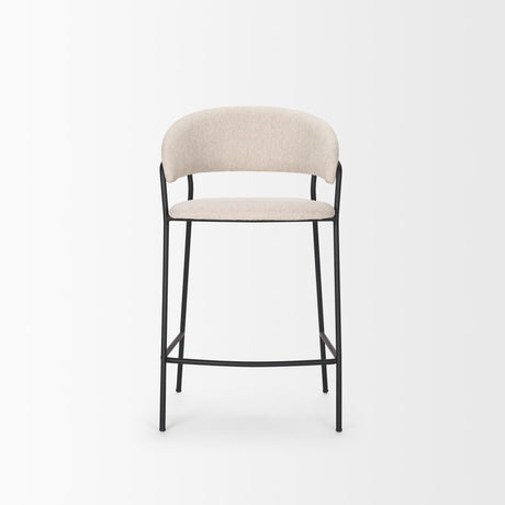 Mercana Carolyn Counter Stool w/ Oatmeal Fabric & Matte Black Metal