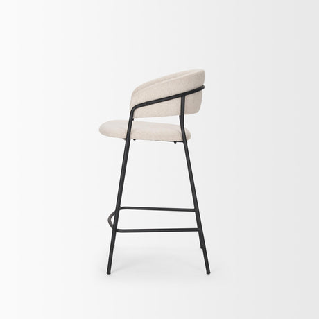 Mercana Carolyn Counter Stool w/ Oatmeal Fabric & Matte Black Metal