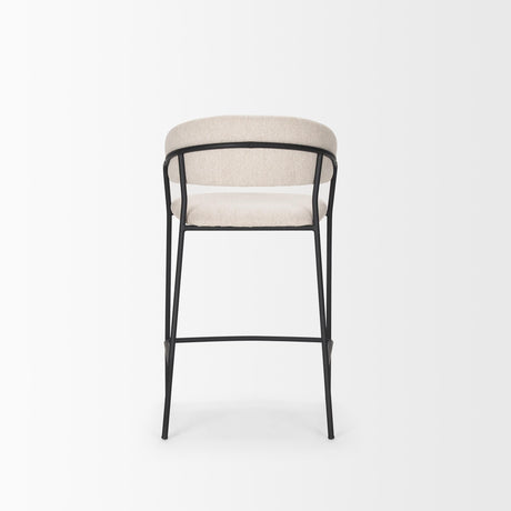Mercana Carolyn Counter Stool w/ Oatmeal Fabric & Matte Black Metal